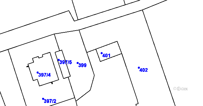Parcela st. 401 v KÚ Lhotka u Zlína, Katastrální mapa