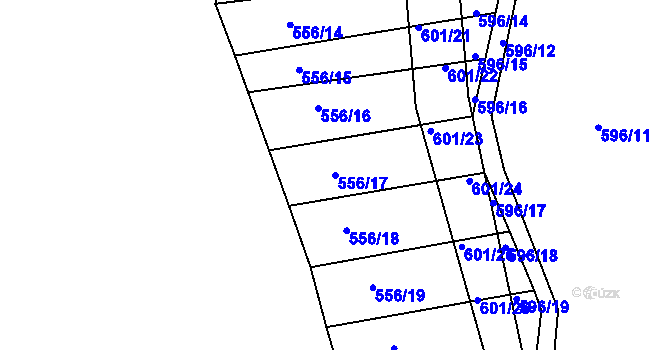 Parcela st. 556/17 v KÚ Lhotka u Zlína, Katastrální mapa