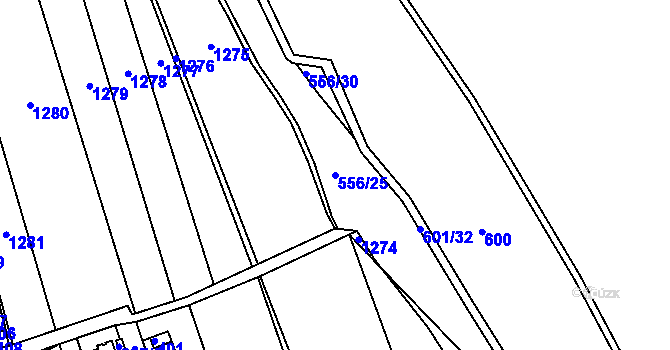 Parcela st. 556/25 v KÚ Lhotka u Zlína, Katastrální mapa