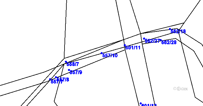 Parcela st. 557/10 v KÚ Lhotka u Zlína, Katastrální mapa