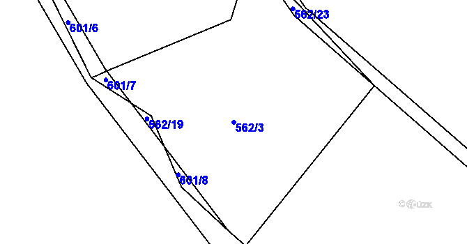 Parcela st. 562/3 v KÚ Lhotka u Zlína, Katastrální mapa