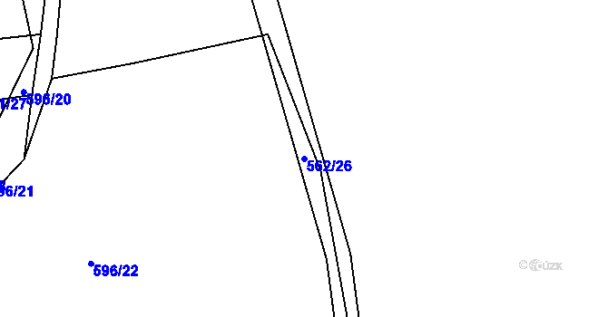 Parcela st. 562/26 v KÚ Lhotka u Zlína, Katastrální mapa