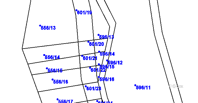 Parcela st. 596/14 v KÚ Lhotka u Zlína, Katastrální mapa