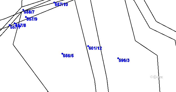 Parcela st. 601/12 v KÚ Lhotka u Zlína, Katastrální mapa