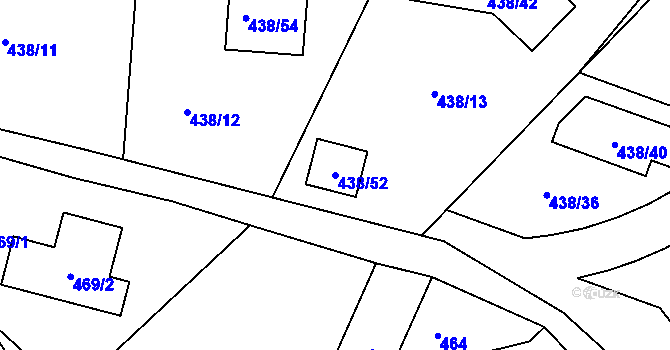 Parcela st. 438/52 v KÚ Lhotka u Zlína, Katastrální mapa