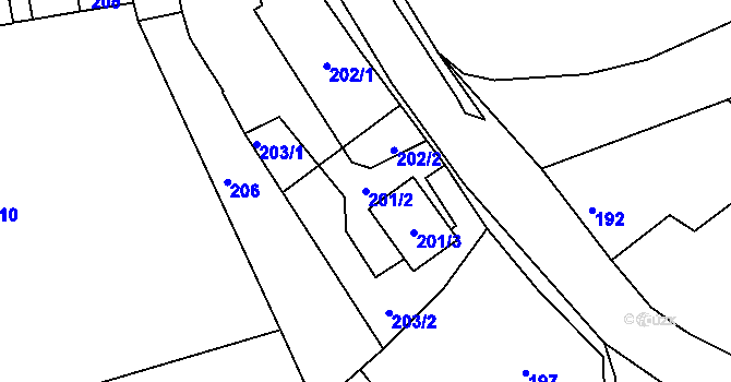 Parcela st. 201/2 v KÚ Lhotka u Zlína, Katastrální mapa