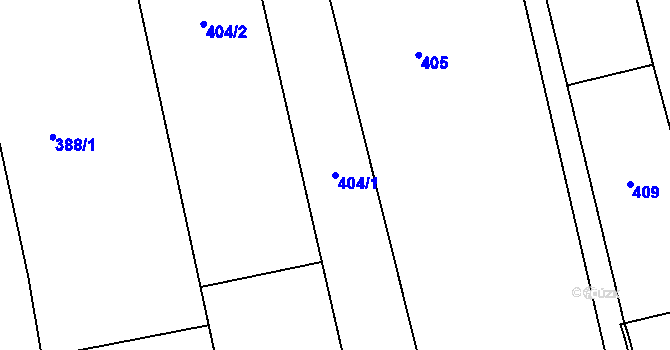 Parcela st. 404/1 v KÚ Lhotka u Zlína, Katastrální mapa