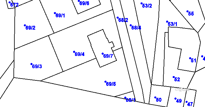 Parcela st. 69/7 v KÚ Lhotka u Zlína, Katastrální mapa