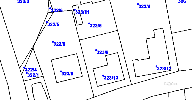 Parcela st. 323/9 v KÚ Lhotka u Zlína, Katastrální mapa