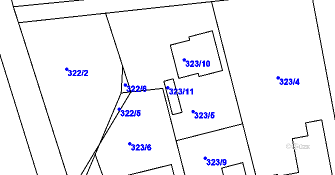 Parcela st. 323/11 v KÚ Lhotka u Zlína, Katastrální mapa