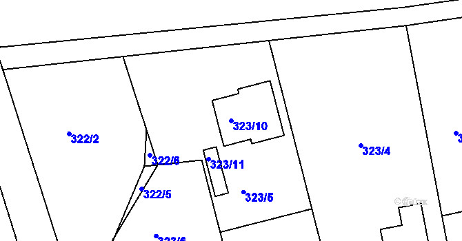 Parcela st. 323/10 v KÚ Lhotka u Zlína, Katastrální mapa