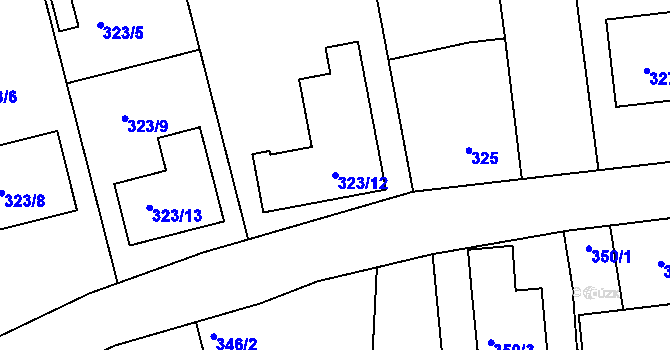Parcela st. 323/12 v KÚ Lhotka u Zlína, Katastrální mapa
