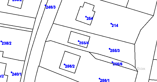 Parcela st. 255/4 v KÚ Lhotka u Zlína, Katastrální mapa