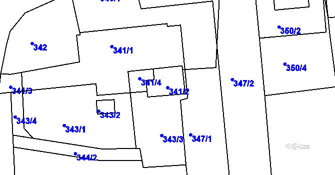 Parcela st. 341/2 v KÚ Lhotka u Zlína, Katastrální mapa