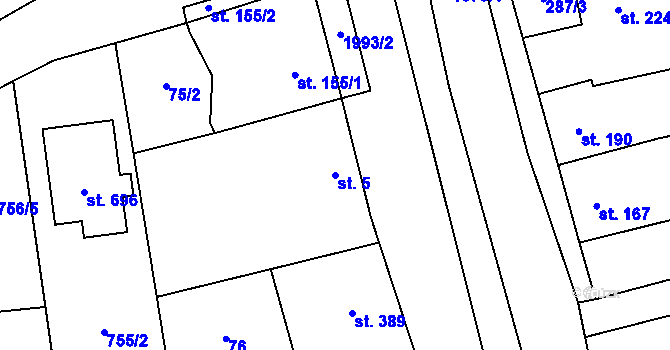 Parcela st. 5 v KÚ Louky nad Dřevnicí, Katastrální mapa