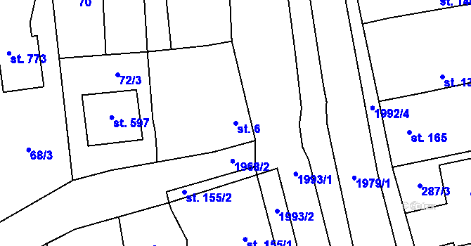 Parcela st. 6 v KÚ Louky nad Dřevnicí, Katastrální mapa