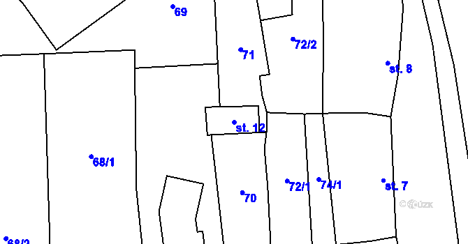 Parcela st. 12 v KÚ Louky nad Dřevnicí, Katastrální mapa