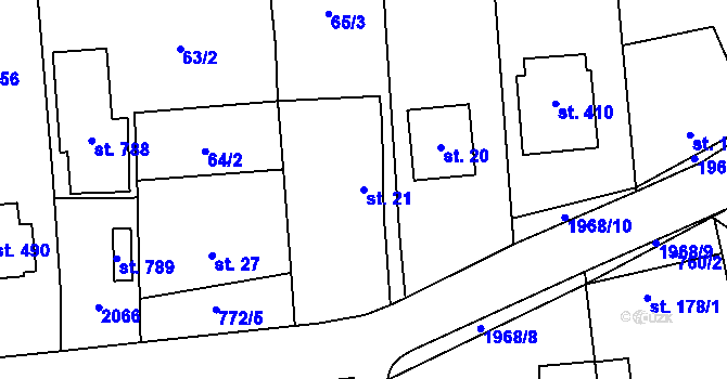 Parcela st. 21 v KÚ Louky nad Dřevnicí, Katastrální mapa