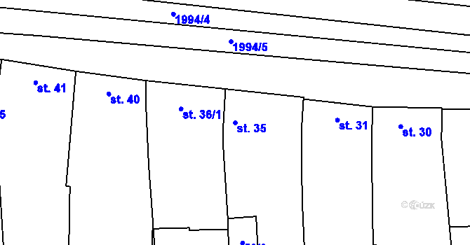 Parcela st. 35 v KÚ Louky nad Dřevnicí, Katastrální mapa