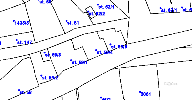 Parcela st. 59/4 v KÚ Louky nad Dřevnicí, Katastrální mapa