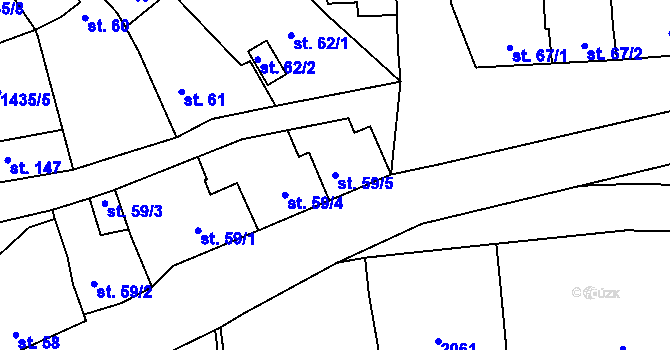 Parcela st. 59/5 v KÚ Louky nad Dřevnicí, Katastrální mapa