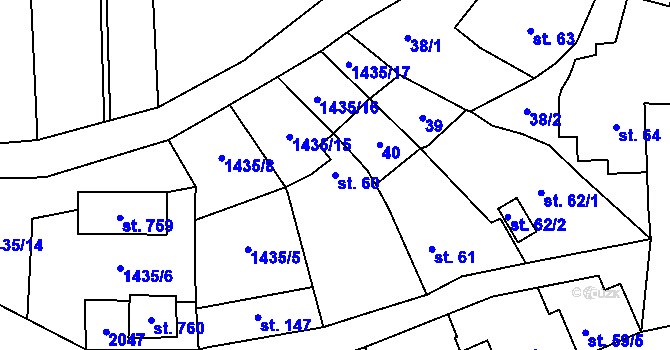 Parcela st. 60 v KÚ Louky nad Dřevnicí, Katastrální mapa
