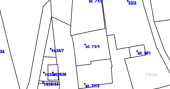 Parcela st. 71/1 v KÚ Louky nad Dřevnicí, Katastrální mapa