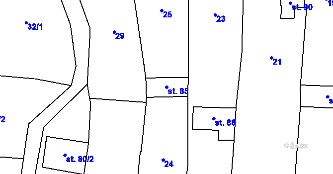 Parcela st. 85 v KÚ Louky nad Dřevnicí, Katastrální mapa