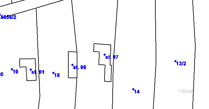 Parcela st. 97 v KÚ Louky nad Dřevnicí, Katastrální mapa