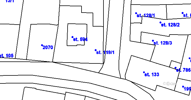 Parcela st. 119/1 v KÚ Louky nad Dřevnicí, Katastrální mapa