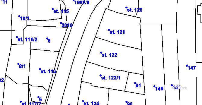 Parcela st. 122 v KÚ Louky nad Dřevnicí, Katastrální mapa