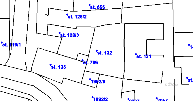 Parcela st. 132 v KÚ Louky nad Dřevnicí, Katastrální mapa