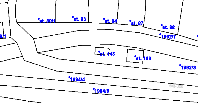 Parcela st. 143 v KÚ Louky nad Dřevnicí, Katastrální mapa