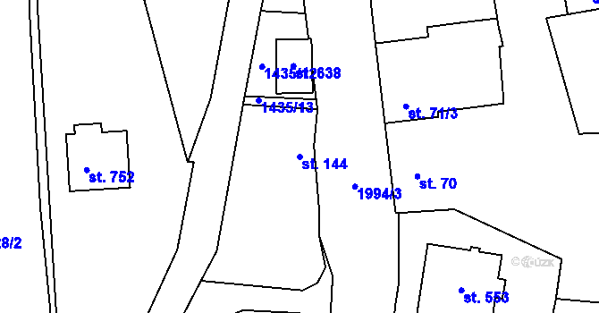 Parcela st. 144 v KÚ Louky nad Dřevnicí, Katastrální mapa
