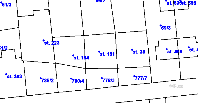 Parcela st. 151 v KÚ Louky nad Dřevnicí, Katastrální mapa