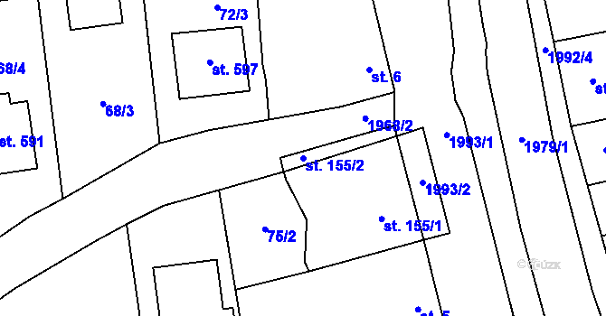 Parcela st. 155/2 v KÚ Louky nad Dřevnicí, Katastrální mapa