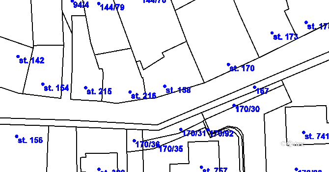 Parcela st. 158 v KÚ Louky nad Dřevnicí, Katastrální mapa