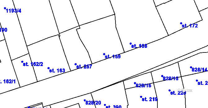 Parcela st. 159 v KÚ Louky nad Dřevnicí, Katastrální mapa