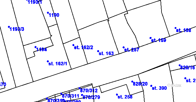 Parcela st. 163 v KÚ Louky nad Dřevnicí, Katastrální mapa