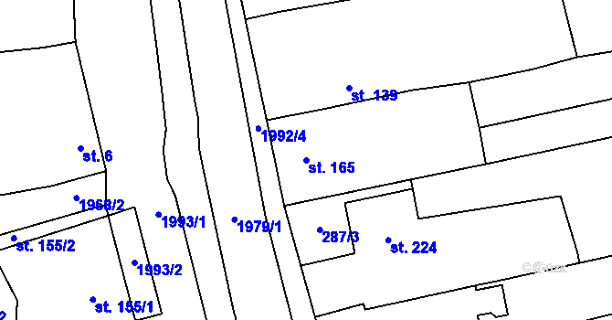 Parcela st. 165 v KÚ Louky nad Dřevnicí, Katastrální mapa