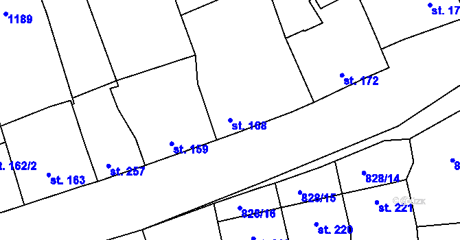 Parcela st. 168 v KÚ Louky nad Dřevnicí, Katastrální mapa