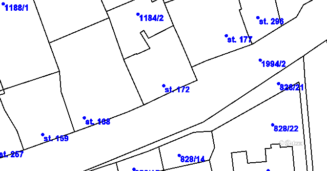 Parcela st. 172 v KÚ Louky nad Dřevnicí, Katastrální mapa