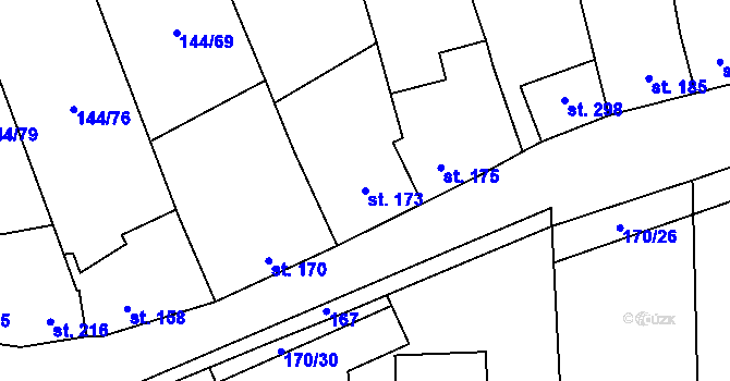 Parcela st. 173 v KÚ Louky nad Dřevnicí, Katastrální mapa