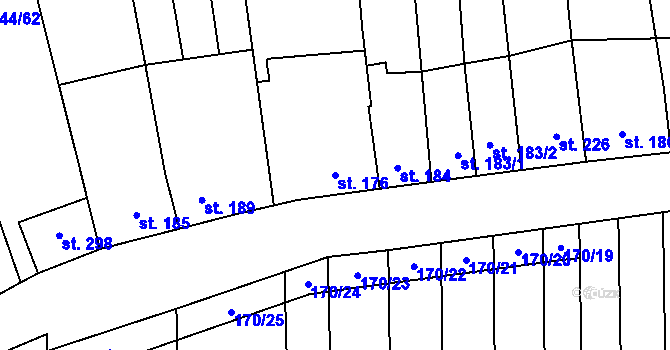 Parcela st. 176 v KÚ Louky nad Dřevnicí, Katastrální mapa