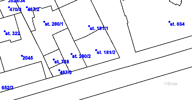Parcela st. 181/2 v KÚ Louky nad Dřevnicí, Katastrální mapa
