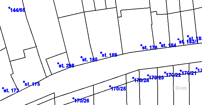 Parcela st. 189 v KÚ Louky nad Dřevnicí, Katastrální mapa