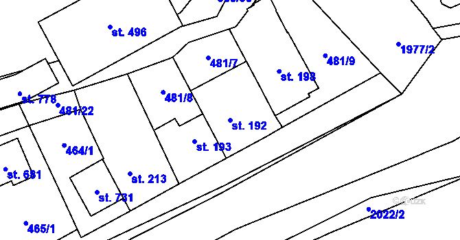 Parcela st. 192 v KÚ Louky nad Dřevnicí, Katastrální mapa