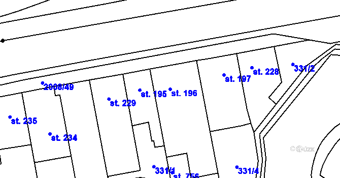 Parcela st. 196 v KÚ Louky nad Dřevnicí, Katastrální mapa