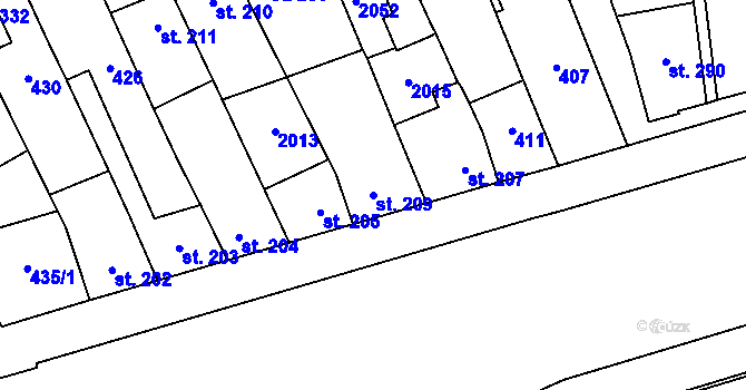 Parcela st. 209 v KÚ Louky nad Dřevnicí, Katastrální mapa