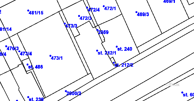 Parcela st. 212/1 v KÚ Louky nad Dřevnicí, Katastrální mapa